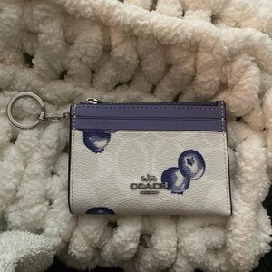 Limited Edition Coach blueberry card holder with keychain